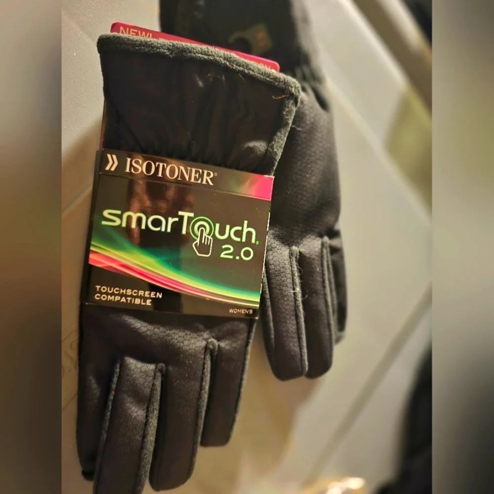 NEW ISOTONER SMARTOUCHTOUCH SCREEN COMPATIBLE BLACK GLOVES-XL